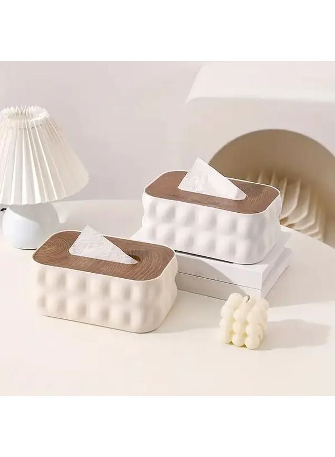 صندوق المناديل الخشبي ذو الغطاء الأسود الغامض سعة كبيرة ديكور المنزل هدية - Image 5